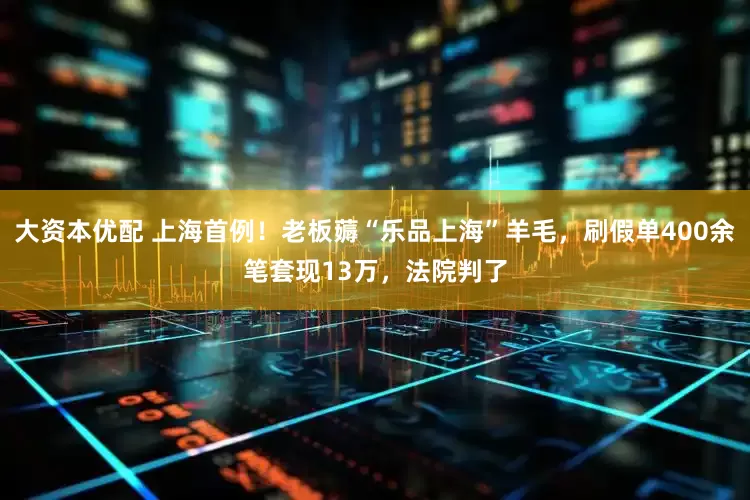 大资本优配 上海首例！老板薅“乐品上海”羊毛，刷假单400余笔套现13万，法院判了
